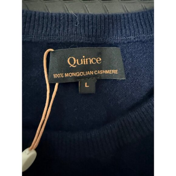 Women's Quince Navy Mongolian Cashmere Crewneck Sweater Size L - Picture 3 of 7